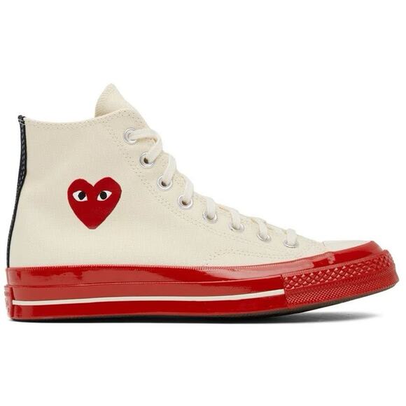 NIB Converse Chuck 70 High Top Sneakers Red Heart Comme des Garcons Unisex US 12 - Picture 5 of 9